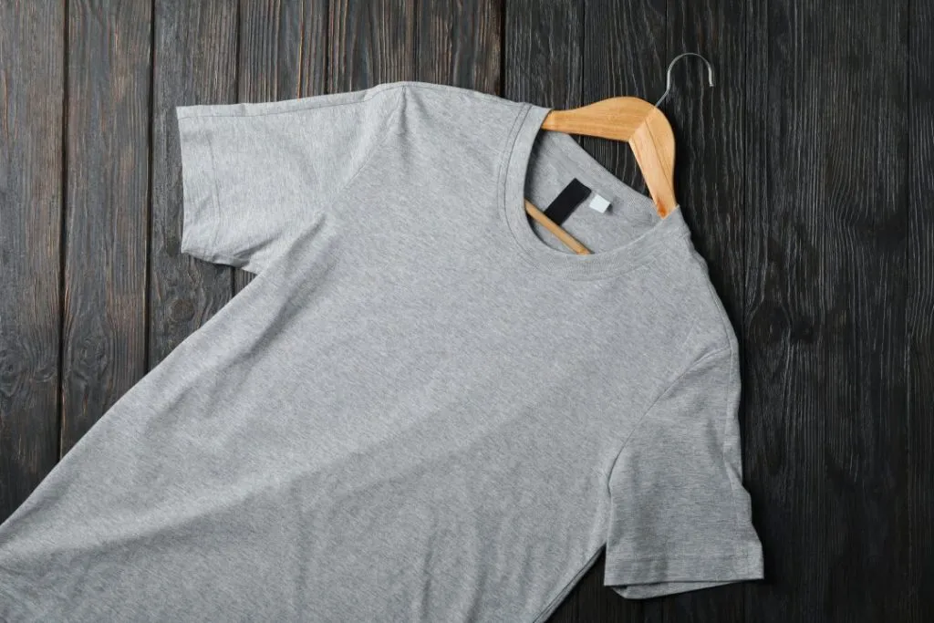 Blank gray t-shirt on a hanger